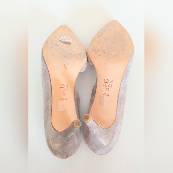 Pelle Moda Vero Cuoio Suede Leather Faux Slingback Heels Womens US 7.5M Shimmer - Picture 8 of 9